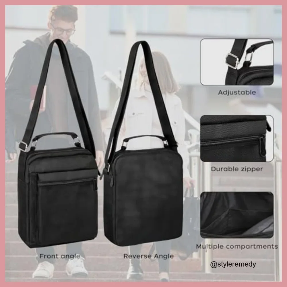 Water-Resistant Oxford Crossbody Messenger Bag with Adjustable Strap
